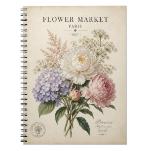 Cuaderno Póster vintage del mercado de flores botánicas   E