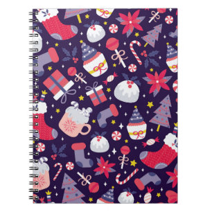 Cuaderno postres navidades, estampado estelar vintage.