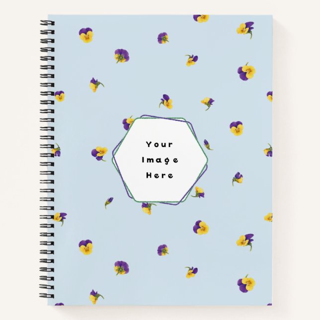 Cuaderno Powder Blue Purple Yellow Viola Floral Pattern (Anverso)