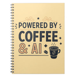 Cuaderno Powered by Coffee & AI Retro Tech Vector