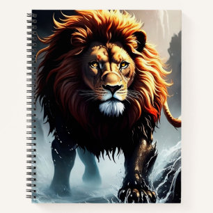 Cuaderno Powerful Lion Walking Over Water