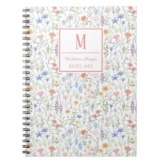 Cuaderno Pradera de flores silvestres coqueta personalizada (Frente)