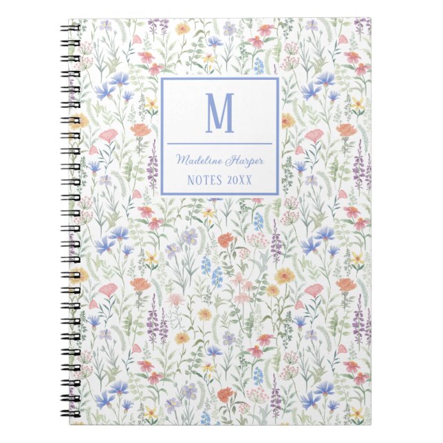Cuaderno Pradera de flores silvestres coqueta personalizada (Frente)