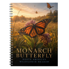 Cuaderno Pradera de flores silvestres de la mariposa monarc