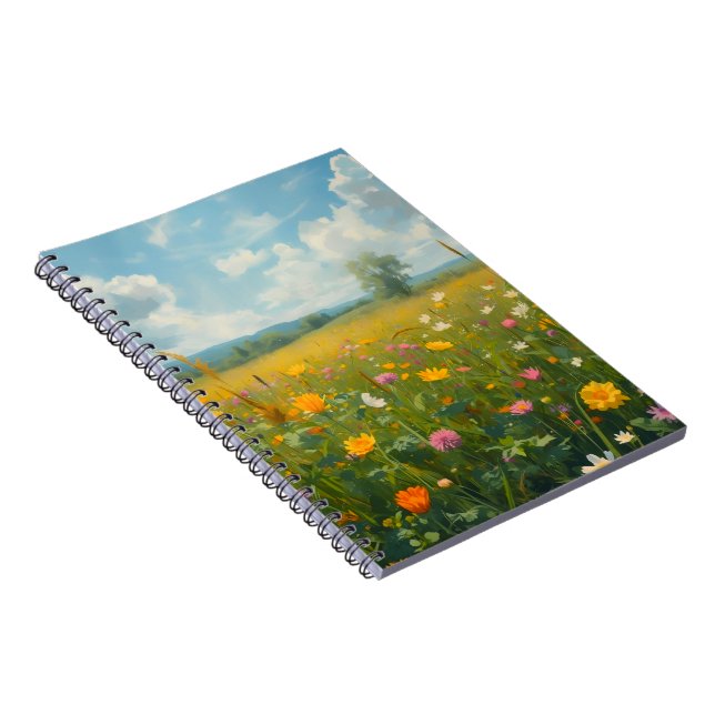 Cuaderno Pradera de flores silvestres vibrantes al estilo d (Lado Derecho)