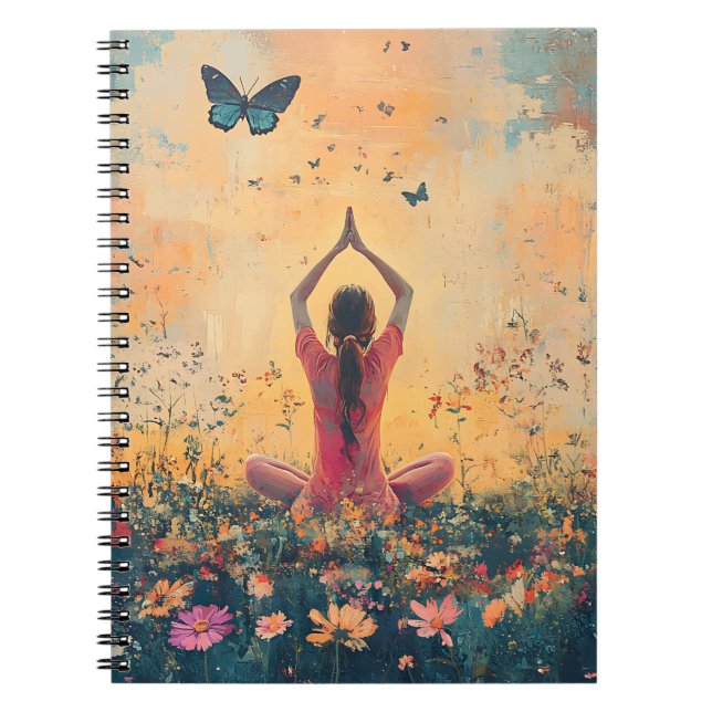Cuaderno Pradera del Atardecer Meditación con Mariposas (1) (Frente)