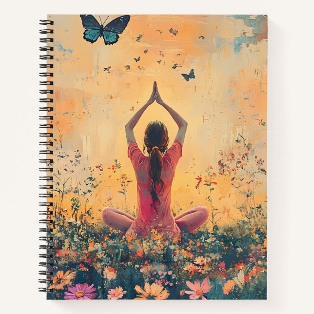 Cuaderno Pradera del Atardecer Meditación con Mariposas (1) (Anverso)