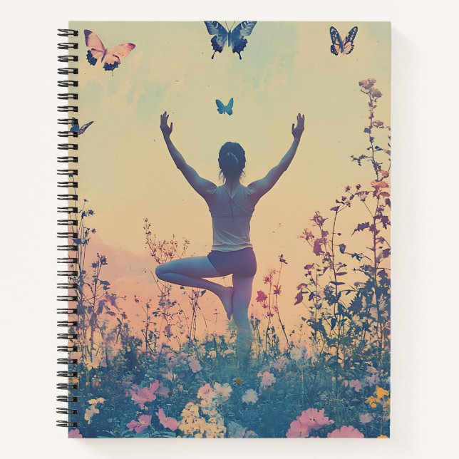 Cuaderno Pradera del Atardecer Meditación con Mariposas (7) (Anverso)