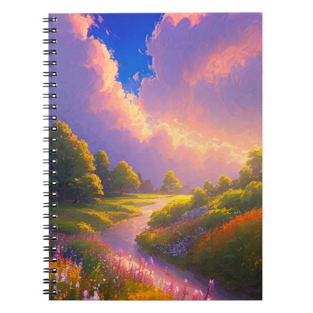 Cuaderno Pradera y transmisión en medio de un atardecer tor (Frente)