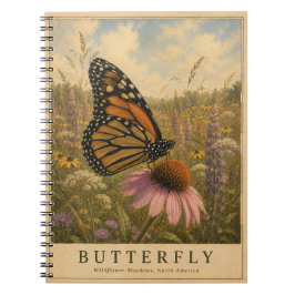 Cuaderno Praderas de flores silvestres de mariposas VINTAGE