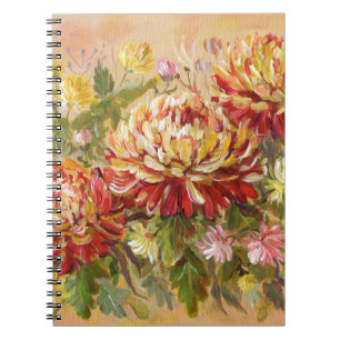 Cuaderno Prado de crisantemos: pintura a mano acrílica.