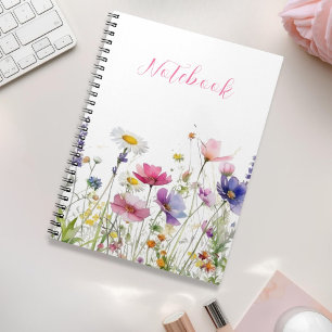 Cuaderno Prado de flores silvestres Escritura Rosa