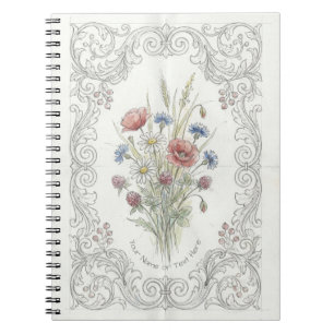 Cuaderno Prado de flores silvestres iluminado por el sol: B