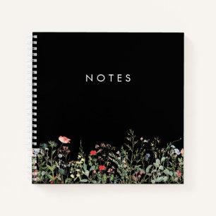 Cuaderno Prado de flores silvestres negras
