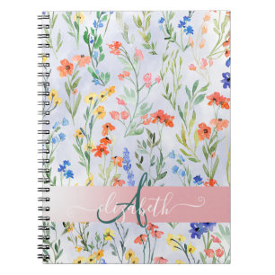 Cuaderno Prado de flores silvestres primaverales coloridas 