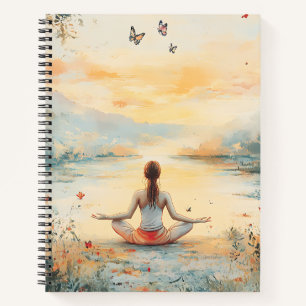 Cuaderno Prado de la puesta del sol meditación con mariposa