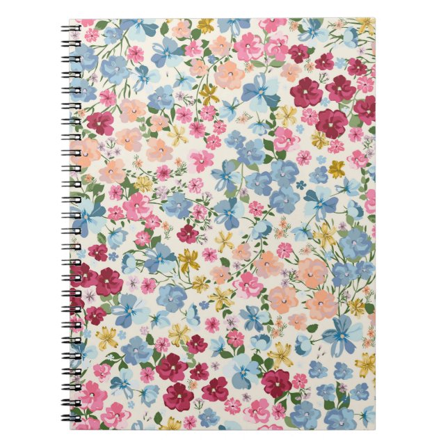Cuaderno Prado de verano medio, patrón de planta florecient (Frente)