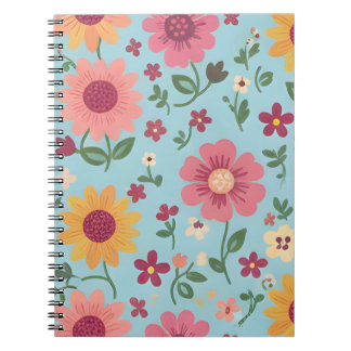 Cuaderno Prados Soleados - Patrón de Flores Silvestres Rosa