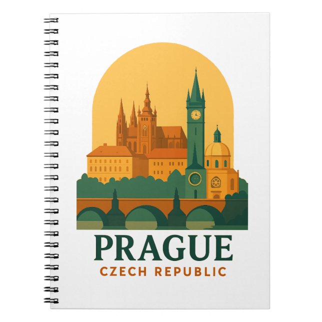 Cuaderno Praga Vintage República Checa Viaje Retro (Frente)