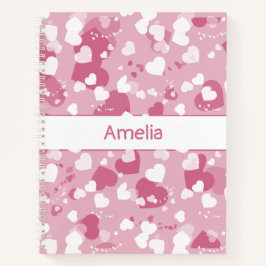 Cuaderno Precioso Corazón de Amor Rosa Personalizado