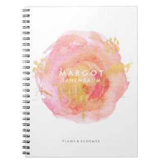 Cuaderno precioso del personalizado de la acuarela