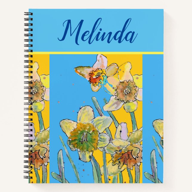 Cuaderno Precioso narciso floral pastel acuarela (Anverso)