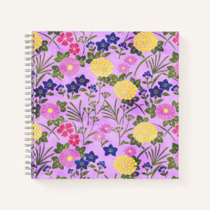 Cuaderno Precioso patrón de flores vintage morado