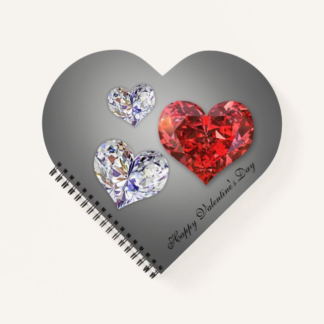 Cuaderno Preciosos y elegantes corazones de diamantes (Anverso)