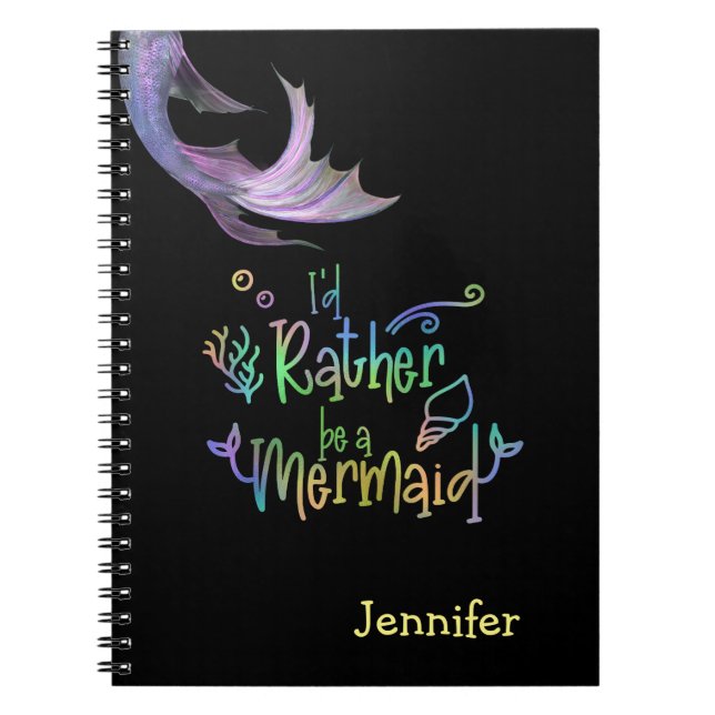 Cuaderno Prefiero Ser una Sirena Personalizado Arcoíris (Frente)