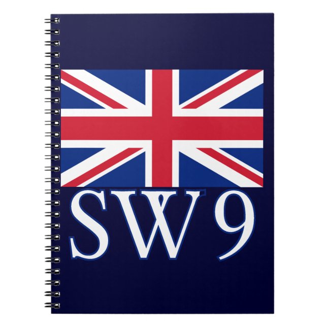 Cuaderno Prefijo postal SW9 de Londres con Union Jack (Frente)