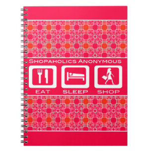 Cuaderno Premio Pink Funny Shopaholic Eat Sleep Shop
