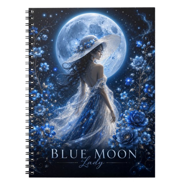 Cuaderno Premium Versión Oscura Dama Luna Azul (Frente)