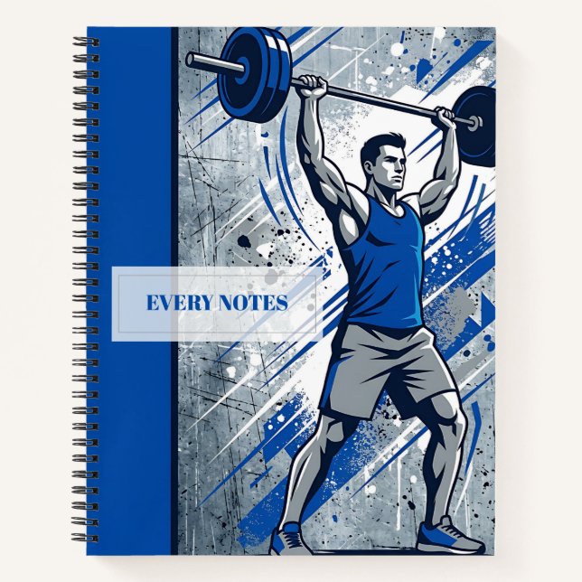 Cuaderno Prensa Elevada de Levantador de Pesas – Diseño de  (Anverso)
