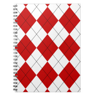 Cuaderno Preppy Argyle Tartán Diamond Plage rojo blanco
