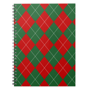 Cuaderno Preppy Argyle Tartán Diamond Plage Verde Rojo