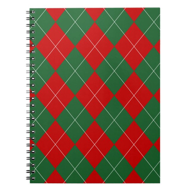 Cuaderno Preppy Argyle Tartán Diamond Plage Verde Rojo (Frente)