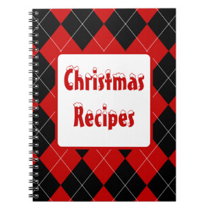 Cuaderno Preppy Argyle Tartán Diamond Plantado Rojo Negro