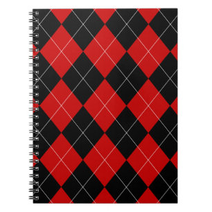 Cuaderno Preppy Argyle Tartán Diamond Plantado Rojo Negro