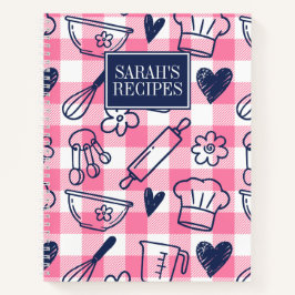 Cuaderno Preppy Baking Pink Gingham Recipe