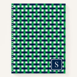 Cuaderno Preppy Basket Weave – Navy & Green Monogram