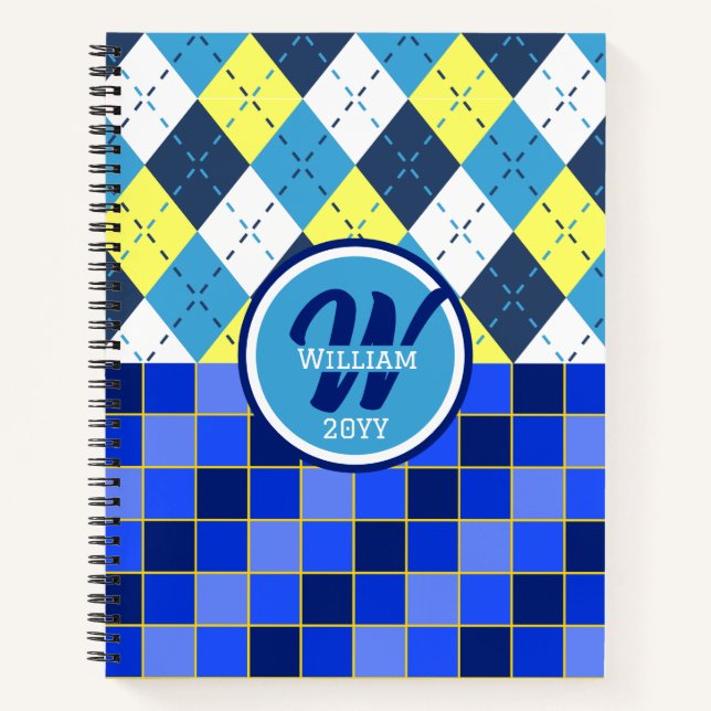 Cuaderno Preppy Blue Raspberry Lemonade Argyle and Checks (Anverso)