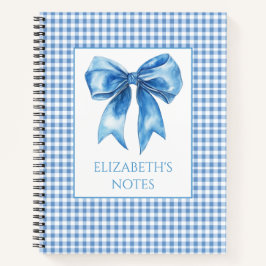 Cuaderno Preppy Blue y White Gingham y Bow