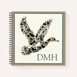 Cuaderno Preppy Camouflage Mallard Duck Monogram