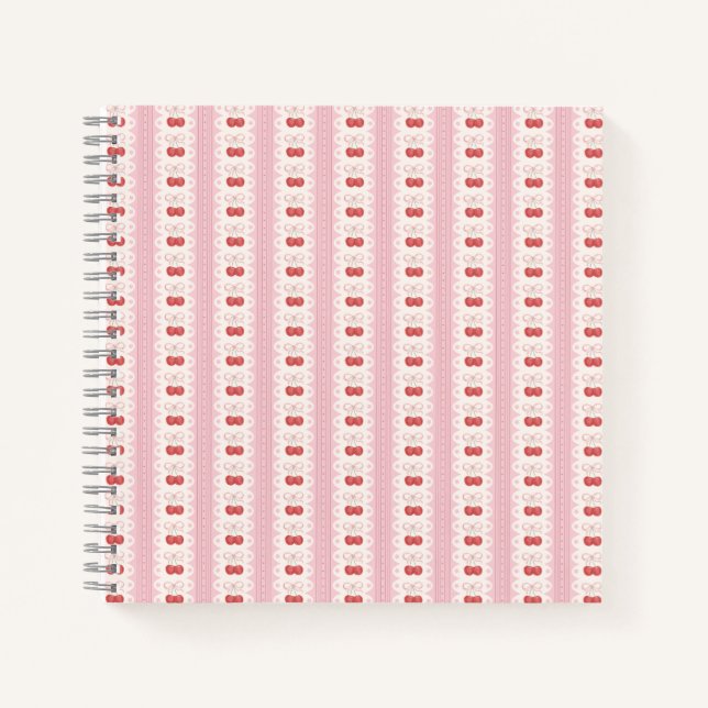 Cuaderno Preppy Cherry Stripes - Pink and Off White (Anverso)
