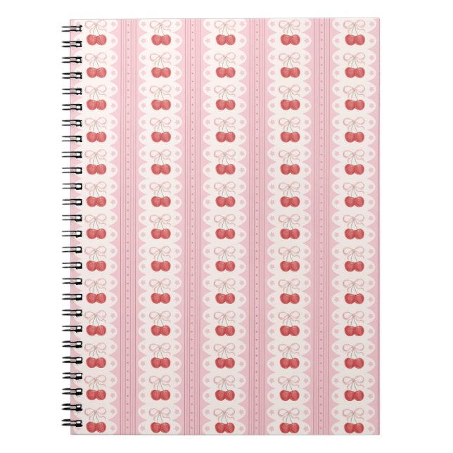 Cuaderno Preppy Cherry Stripes - Pink and Off White (Frente)
