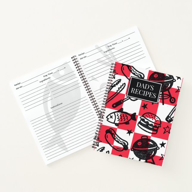 Cuaderno Preppy Dad Grilling Pattern – BBQ Doodles (Check)  (Interior)