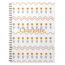 Cuaderno Preppy Groovy Stripe Tulip Flower Pattern