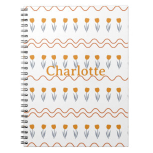 Cuaderno Preppy Groovy Stripe Tulip Flower Pattern