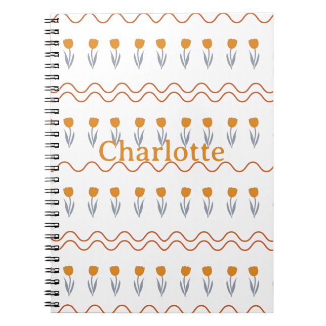 Cuaderno Preppy Groovy Stripe Tulip Flower Pattern (Frente)