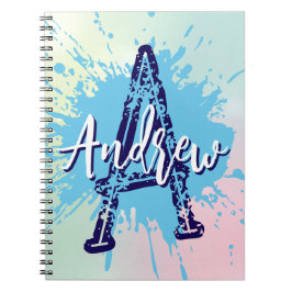 Cuaderno preppy moderno de monograma para niños pa